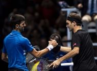 Novak Djokovic (L) and Roger Federer pictured at the 2019 Nitto ATP Finals | Image Source: Getty